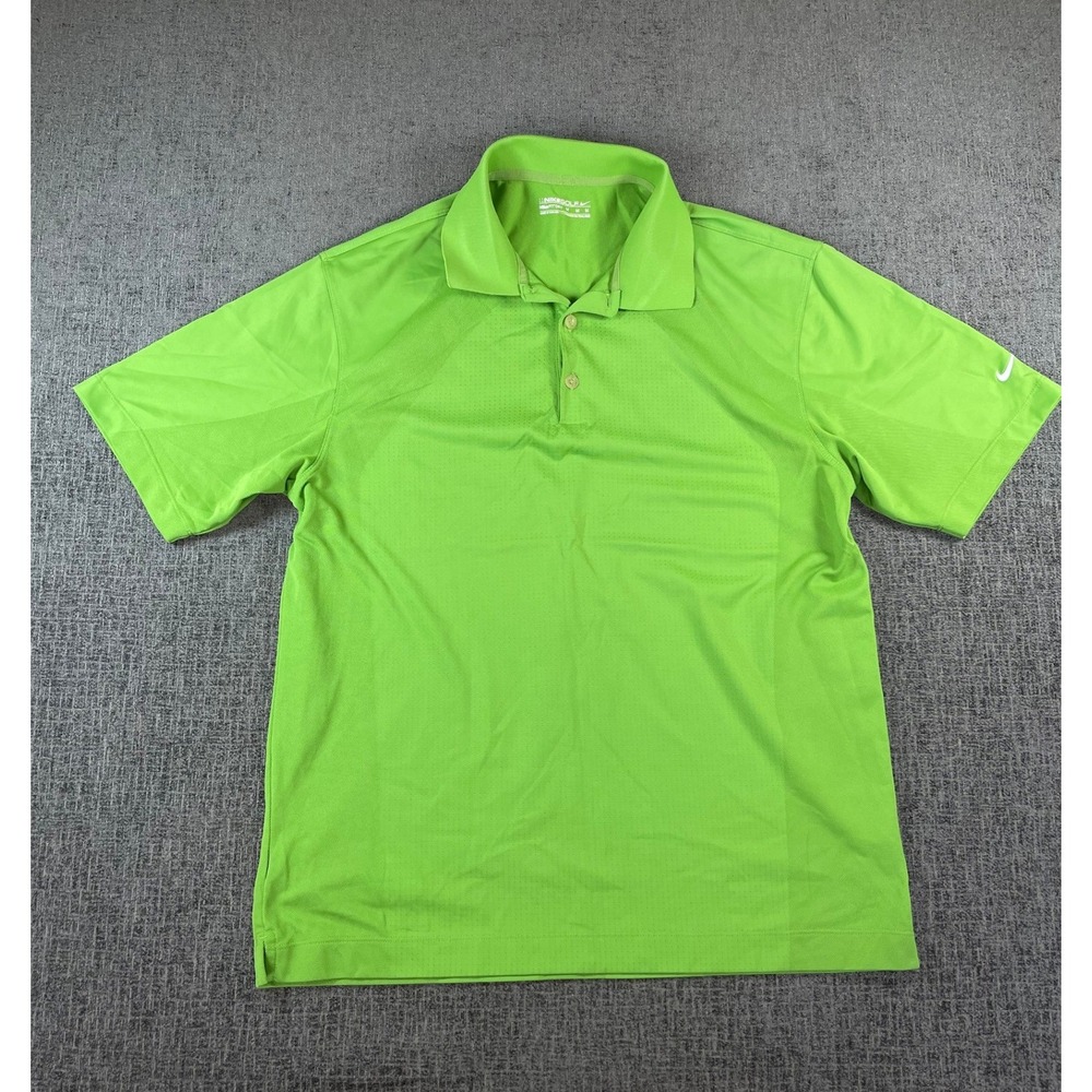 Nike Golf Mens NikeFit Dry Polo Shirt Lime Green Short Sleeve Medium